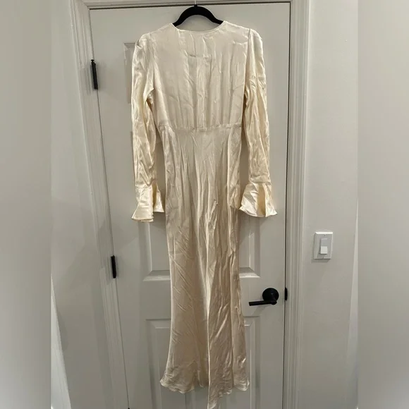 NWT Shona Joy La Lune Frill Cuff Bias Midi Dress in Cream size 8 - Picture 7 of 11